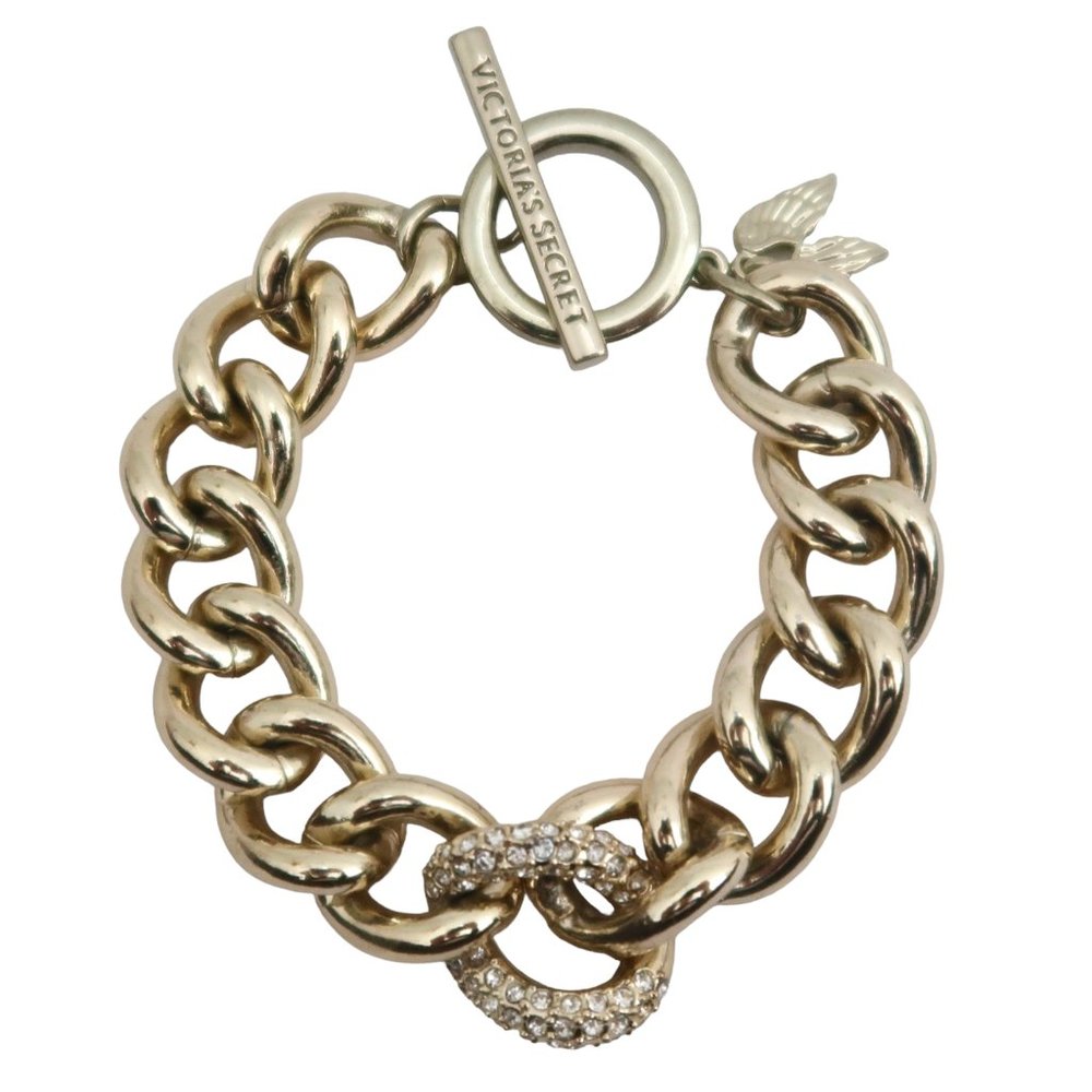 VICTORIAS SECRET crystal pave link chain bracelet w Toggle closure